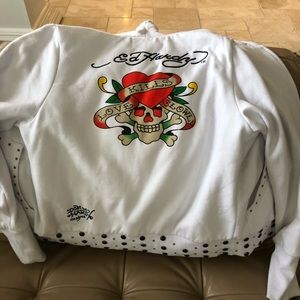 Ed Hardy white zip up hoodie